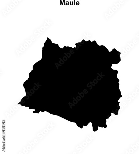 Maule region blank outline map