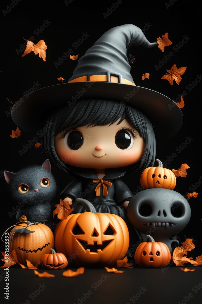 Whimsical Halloween Witches and Pumpkins - Festive, Spooky, and Playful Halloween Art Whimsical Halloween Witches and Pumpkins - Festive, Spooky, and Playful Halloween Art
