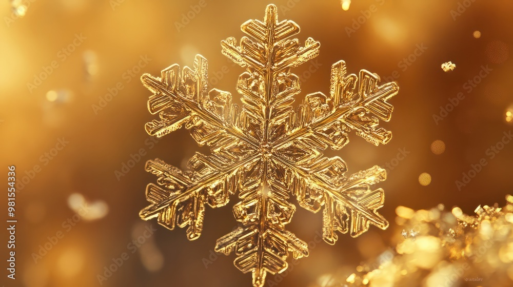 Intricately designed golden snowflake Intricately designed golden snowflake