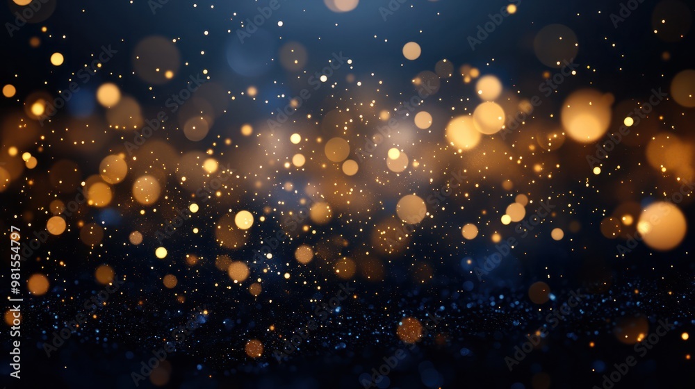 New year, Christmas background with gold stars and sparkling. Abstract background with Dark blue and gold particle. Christmas Golden light shine particles bokeh on navy background. Gold foil texture New year, Christmas background with gold stars and sparkling. Abstract background with Dark blue and gold particle. Christmas Golden light shine particles bokeh on navy background. Gold foil texture