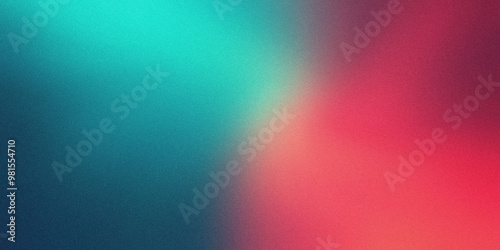 Gradient background with neon red and bright turquoise tones, noise texture effect