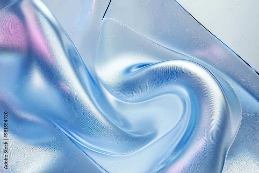Obraz premium Modern Futuristic 3D Design: Subtle Fluid Gradient Waves in Blue and Pastel Colors with Transparent Glass and Dynamic Artistic Elements