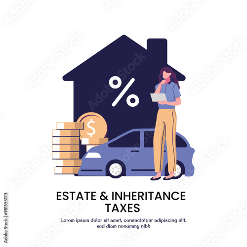 estate and inheritance taxes metaphore flat style illustration vector design