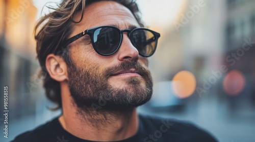 A candid image of a young man standing on a city street, his face blurred out, drawing attention to the urban background and the sense of anonymity and modern lifestyle captured.