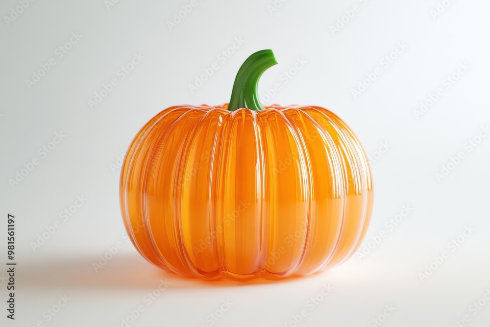 Light-colored background displaying a 3d depiction of a candy holder shaped like a pumpkin Light-colored background displaying a 3d depiction of a candy holder shaped like a pumpkin
