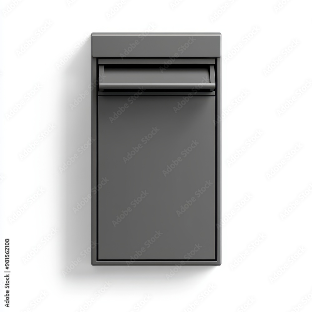 Modern gray mailbox with a sleek design, perfect for contemporary home exterior aesthetics, white background Modern gray mailbox with a sleek design, perfect for contemporary home exterior aesthetics, white background