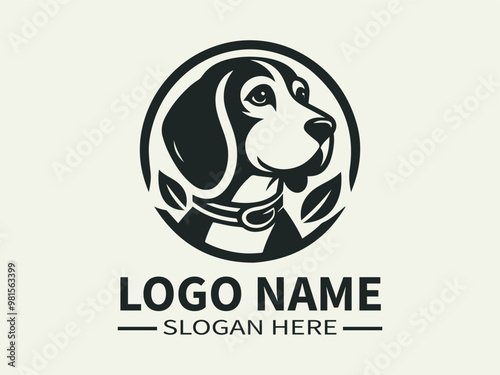 Beagle Logo Design, Hound Dog, Hunting Dog, Happy Hound, Sniffing Dog