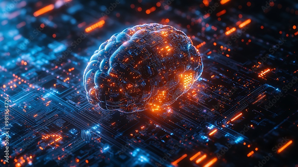 A brain with a luminous processor core, set against a backdrop of data visualization, symbolizing AI-driven data analysis. A brain with a luminous processor core, set against a backdrop of data visualization, symbolizing AI-driven data analysis.