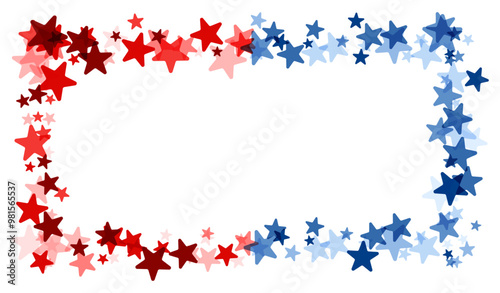 A starry red and blue frame perfect for patriotic or election-themed designs, invitations, or banners with space for text.