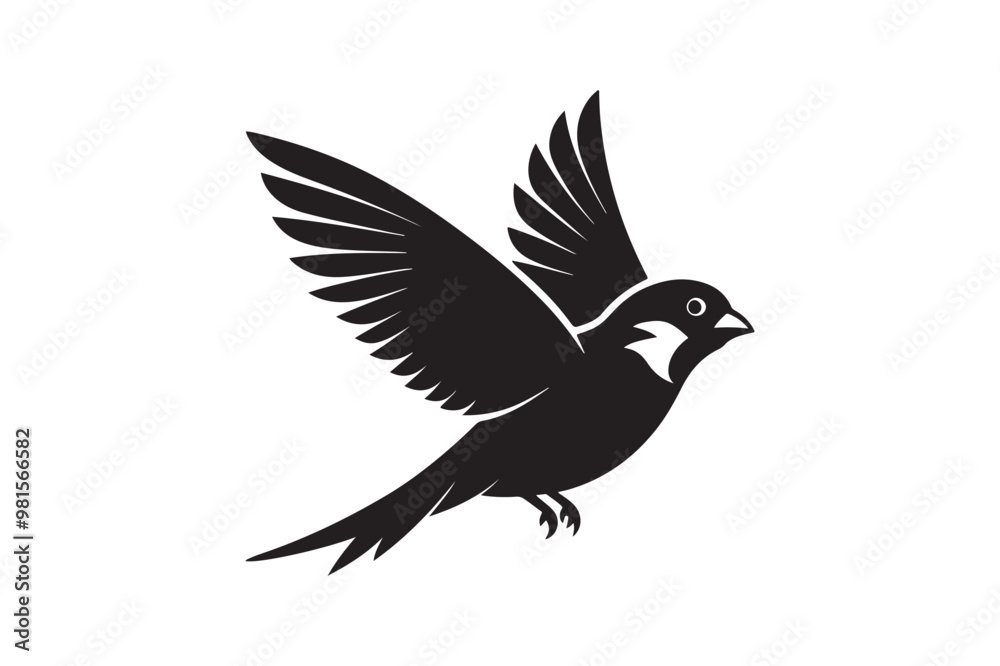 Fototapeta premium Common Sparrow silhouette vector illustration, Common Sparrow silhouette PNG, Common Sparrow silhouette vector .