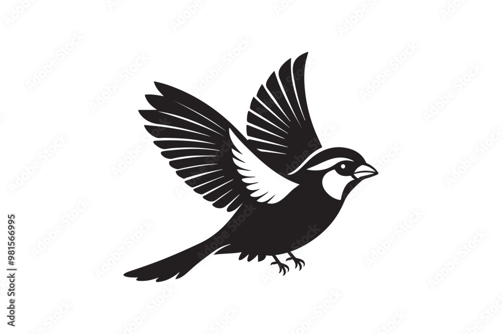 Obraz premium Common Sparrow silhouette vector illustration, Common Sparrow silhouette PNG, Common Sparrow silhouette vector .