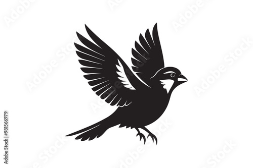 Common Sparrow silhouette vector illustration, Common Sparrow silhouette PNG, Common Sparrow silhouette vector .