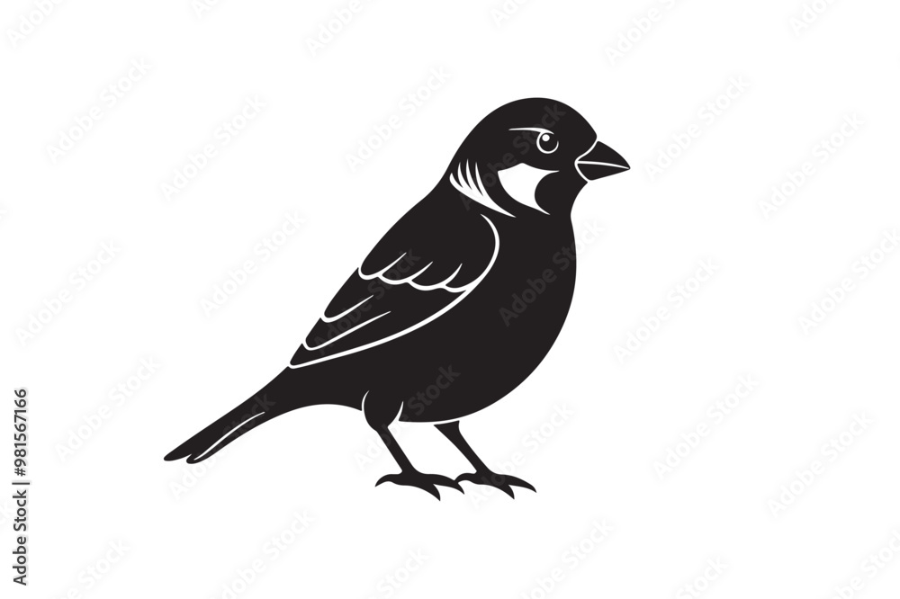 Obraz premium Common Sparrow silhouette vector illustration, Common Sparrow silhouette PNG, Common Sparrow silhouette vector .