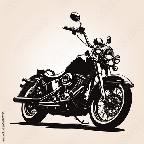Harley motorcycle,  Classic motorcycle concept in vintage monochrome style isolated vector