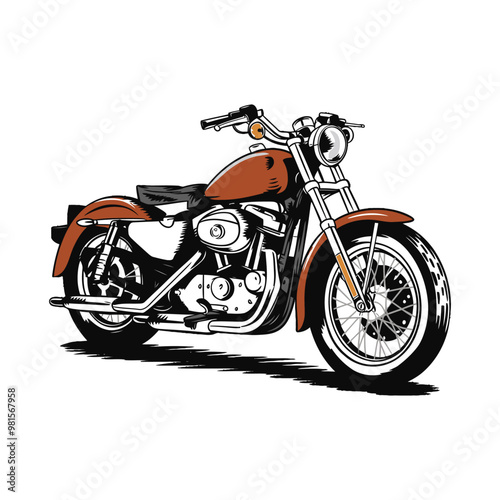 Classic Motorcycle Color Vector Illustration