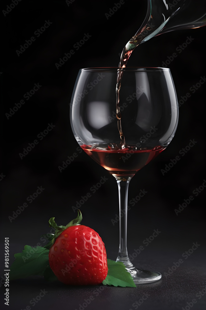 a strawberry and a glass of wine a strawberry and a glass of wine