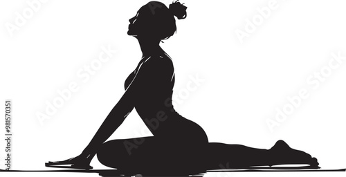 Woman doing yoga meditation Silhouette.