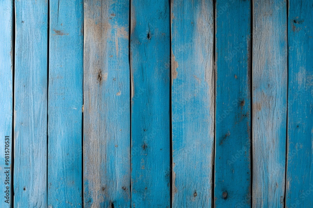 Fototapeta premium Light blue old shabby wooden background texture. Painted teal old rustic wooden wall. Abstract texture for furniture, office and home Interior. Empty table for food or drinks, design products