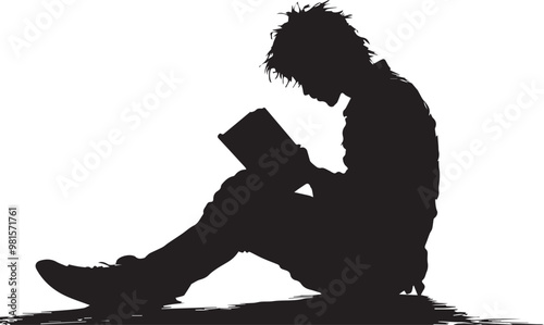 Silhouette of a person reading book