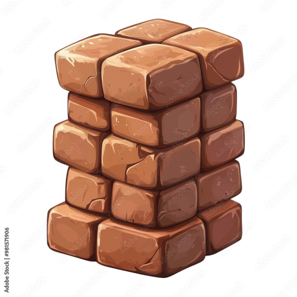A stack of brown bricks, transparent background A stack of brown bricks, transparent background