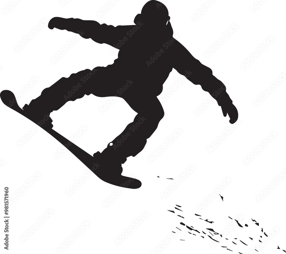 Fototapeta premium Silhouette of a snowboarder skating