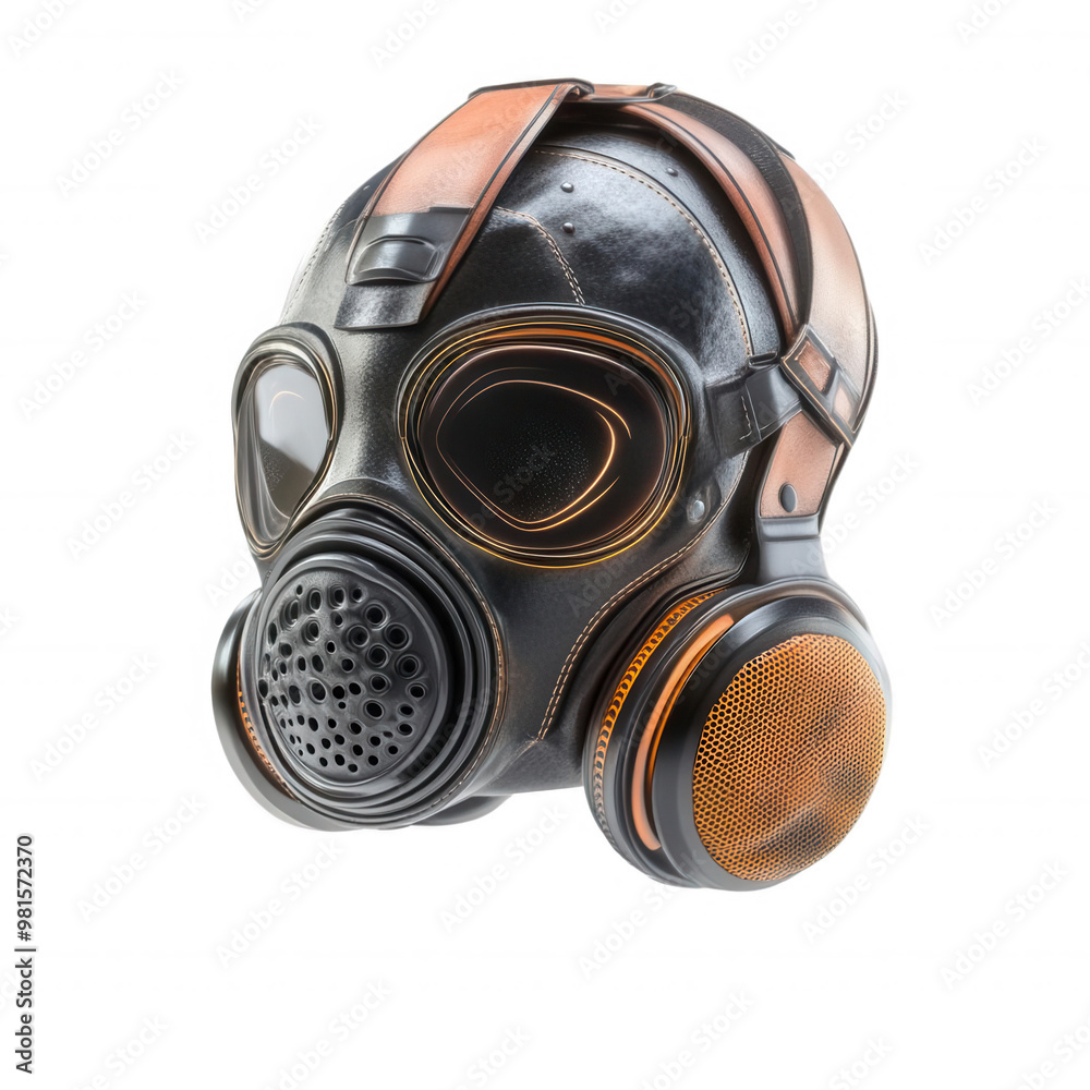 Unique gas mask design with vibrant colors and a modern aesthetic, transparent background Unique gas mask design with vibrant colors and a modern aesthetic, transparent background