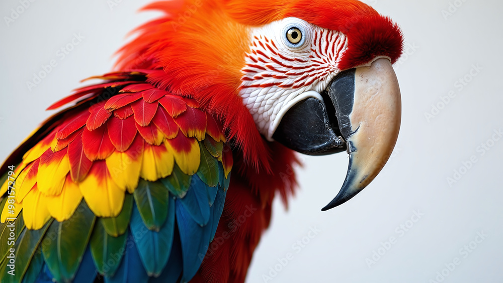 Fototapeta premium Close-Up of a Vibrant Macaw