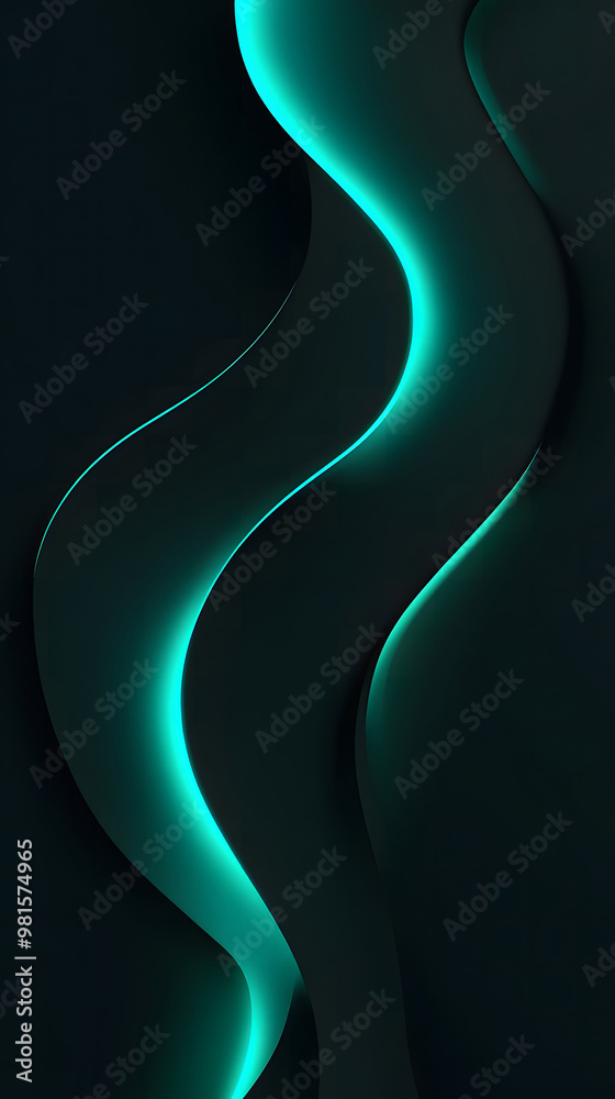 Abstract Teal and Black Flowing Curves Design, Futuristic and Elegant Digital Art Abstract Teal and Black Flowing Curves Design, Futuristic and Elegant Digital Art