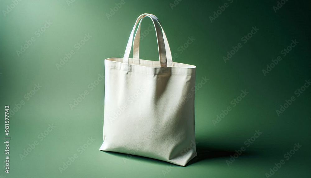 Off-White Tote Bag Mockup on Green Background