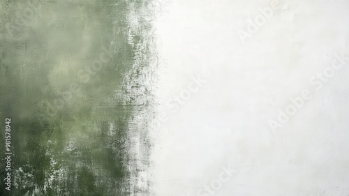 Abstract artwork depicting a textured gradient transition from dark green to white, creating a serene ambiance in a minimalist style