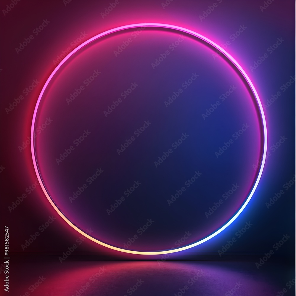 Fototapeta premium Realistic circle neon lights background image