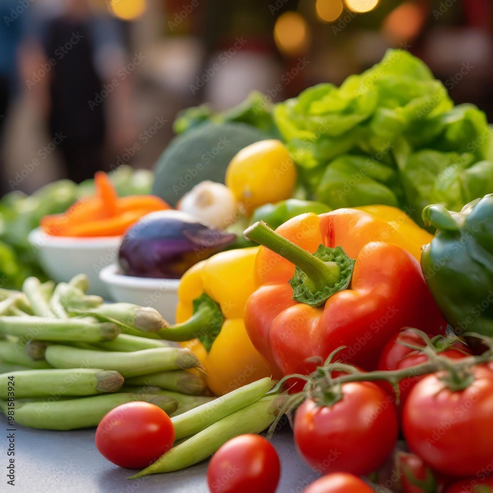 Fresh vegetable medleys with depth of field showcasing vibrant colors and natural textures Fresh vegetable medleys with depth of field showcasing vibrant colors and natural textures