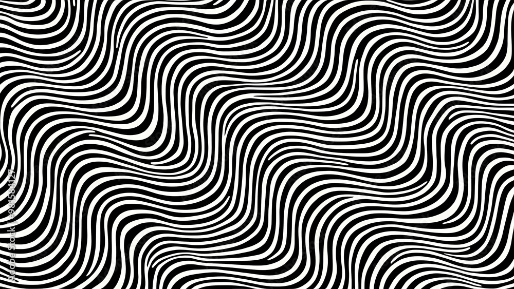 Black and White Wavy Lines Pattern Black and White Wavy Lines Pattern