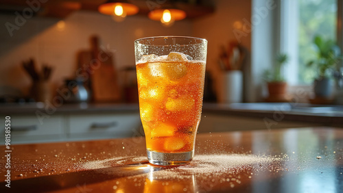 Iced Tea in Glass on Marble Surface