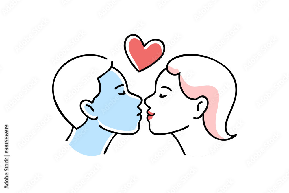 Icon of a couple kissing each other. Love concept design Icon of a couple kissing each other. Love concept design