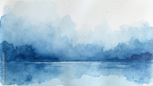 Abstract Blue Watercolor Waves