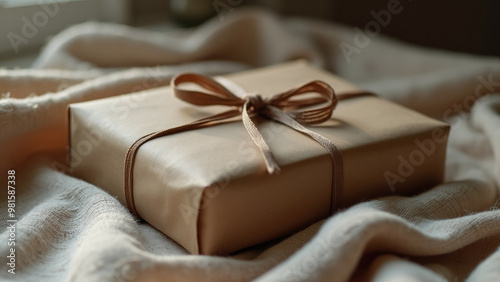 Gift Wrapped in Brown Paper with Twine Bow