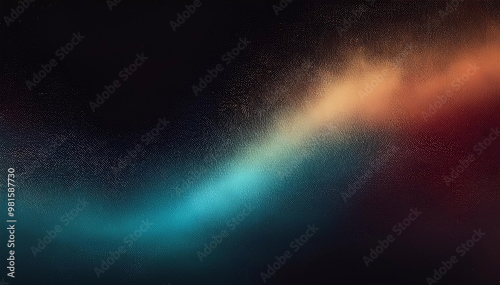 Fototapeta premium abstract grainy gradient orange green glowing nebula texture on black background 