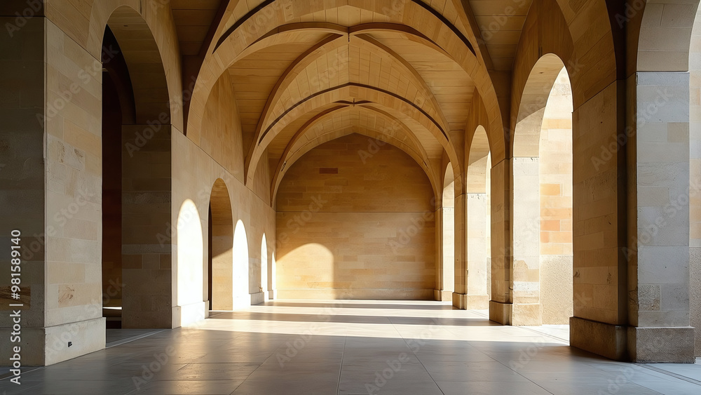 Sunlit Corridor with Arched Ceilings Sunlit Corridor with Arched Ceilings