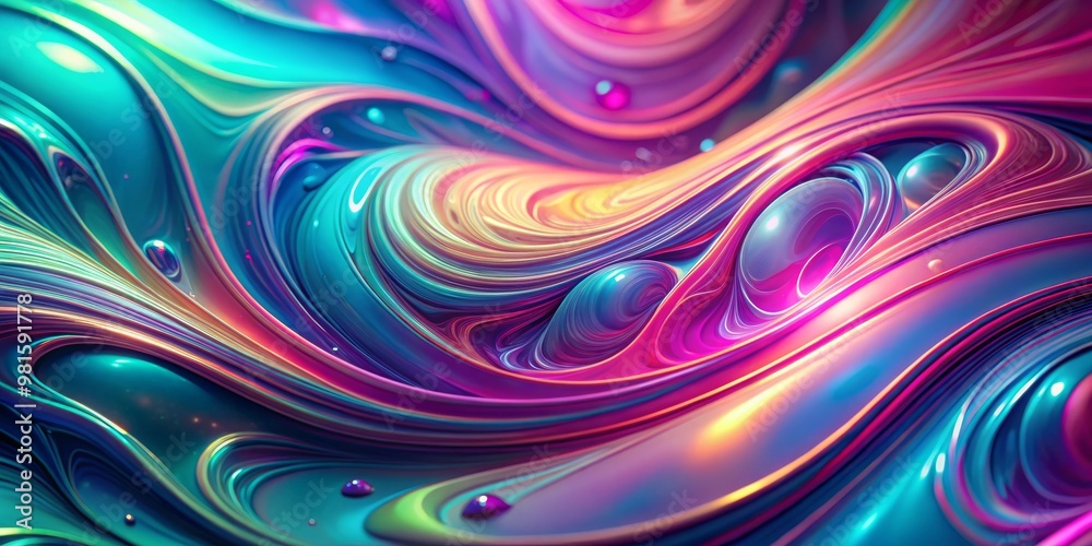 Fototapeta premium Abstract Swirling Neon Liquid, 3D Rendering, Abstract Art, Digital Art, Abstract Background