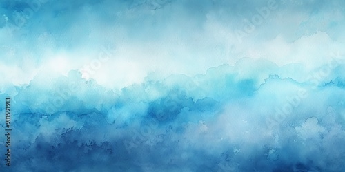 Abstract Watercolor Sky, Blue Gradient, Watercolor Background, Sky, Clouds, Abstract, Art