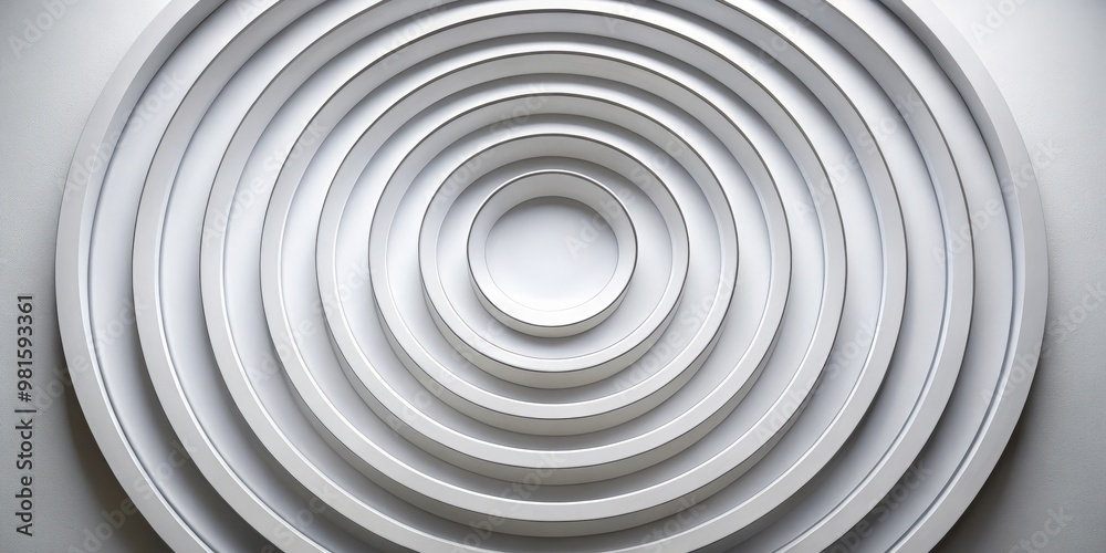 Concentric Circles in White, Abstract Minimalist Background, Geometric Pattern, Modern Architecture, Design, Interior Design, Wall Art Concentric Circles in White, Abstract Minimalist Background, Geometric Pattern, Modern Architecture, Design, Interior Design, Wall Art