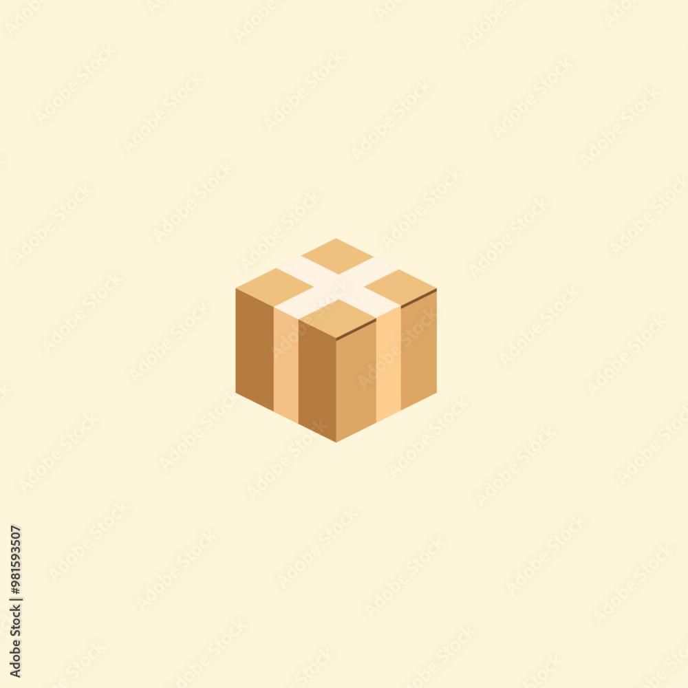 Obraz premium Cardboard box icon flat vector design