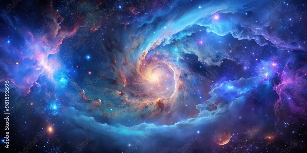 Cosmic Vortex - A Celestial Tapestry of Blue, Pink, and Orange Nebulae with Stars, space, nebula, astronomy Cosmic Vortex - A Celestial Tapestry of Blue, Pink, and Orange Nebulae with Stars, space, nebula, astronomy