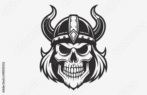 A skull photo Line Art drawing with a black face outline white background