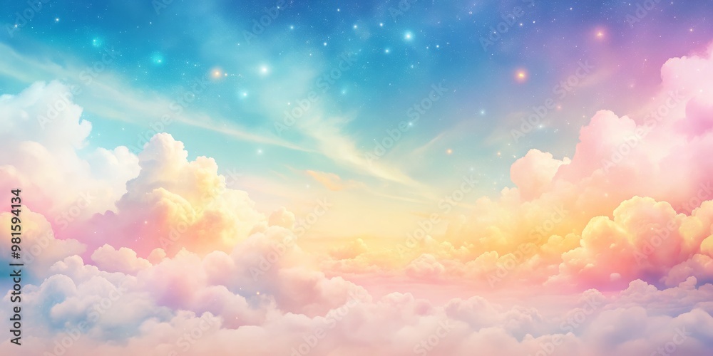 Dreamy Sky with Pastel Clouds and Twinkling Stars, clouds, sky, stars Dreamy Sky with Pastel Clouds and Twinkling Stars, clouds, sky, stars