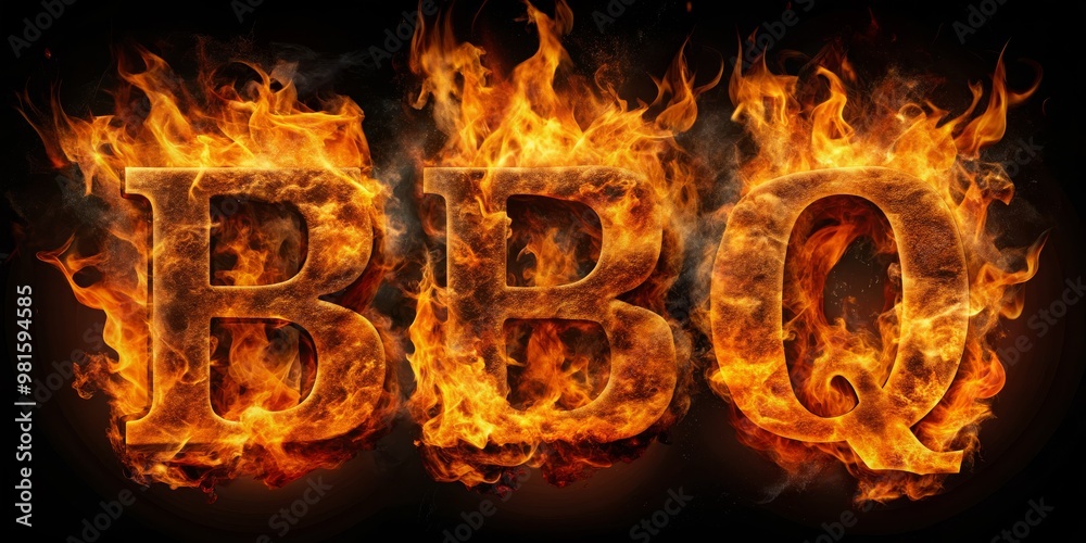 Fiery BBQ Letters, Embers, Smoke, Heat , BBQ , grilling , fire