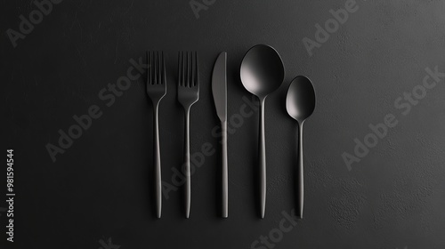 This set of silverware has a sleek, modern design and comes in a single color.