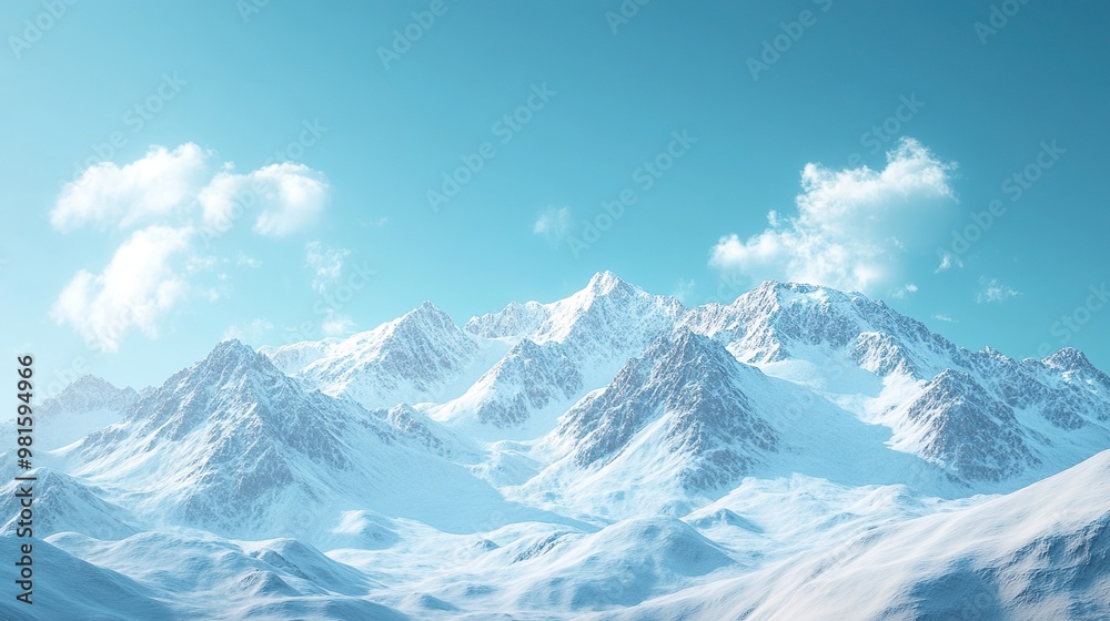 Majestic snowy mountain ranges set against a clear blue sky and light clouds wallpaper Majestic snowy mountain ranges set against a clear blue sky and light clouds wallpaper