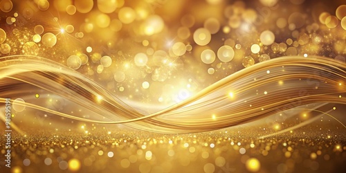 Golden Abstract Waves with Bokeh Background, abstract, background, design